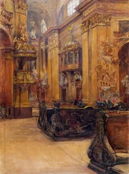 Het interieur van de Peterskerk in Wenen