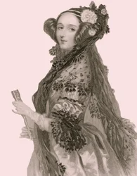 Portret van Augusta Ada King (1815 - 1852), gravin van Lovelace (gravure)