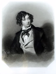 Portret van Benjamin Disraeli Esquire (1804-81) M.P., gegraveerd door H. Robinson, c.1840