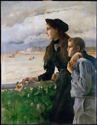 Bernard Stevens en zijn zus Suzanne (schilderij op doek)