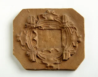 Maquette voor een achthoekige plaquette (verguld gips)