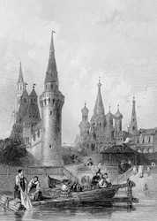 De kerk van Vasili Blagennoi, Moskou, gegraveerd door J. H. Kernot, c.1844