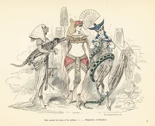 Salammbo en Potiphars vrouw in exotische outfits, Carthago, 3e eeuw