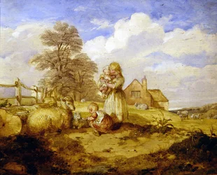 Kinderen en schapen onder een boom
