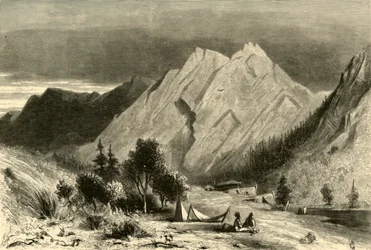 Kalksteenformatie, aan de Pitt River, 1872