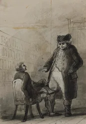 Samuel Johnson en Thomas Davies in een boekhandel (uit: James Boswell, Life of Samuel Johnson, 1791)