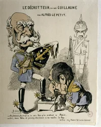 FRANS-DUITSE OORLOG: Karikatuur van Wilhelm I van Pruisen en Napoleon III van Frankrijk