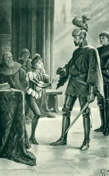 Admiraal Sir Andrew Wood en James IV, illustratie uit 
