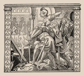 Die Nibelungen. Hoe het lijk van Rudiger aan Krimhild wordt gepresenteerd, 1840-1841