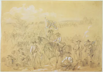 De Eerste Virginia Cavalerie bij een halte, uit 