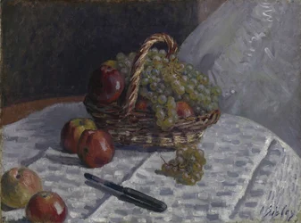 Appels en druiven in een mand, ca. 1880-81