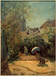 Vrouw met parasol - Zomerscène