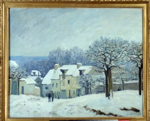 La place du Kennel in Marly, sneeuw effect. Schilderij door Alfred Sisley (1839-1899) 1876