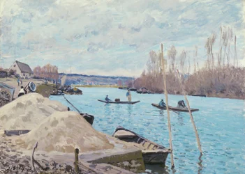 De Seine bij Port-Marly, zandhopen, 1875