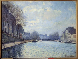 Uitzicht op het Canal Saint Martin in Parijs in 1870. Schilderij door Alfred Sisley