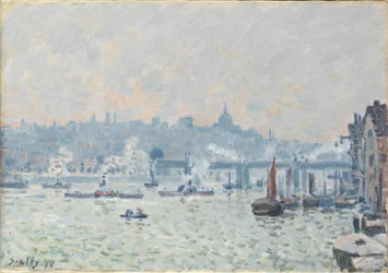Uitzicht op de Theems: Charing Cross Bridge, 1874