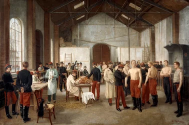 Vaccinatie in het ziekenhuis Val-de-Grâce in Parijs, circa 1900.