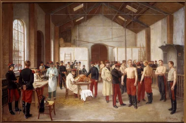 Vaccinatie in het Val-de-Grâce. Omstreeks 1900. Musée du Val-de-Grâce, Parijs