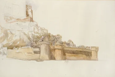 Mont St Michel: De muren en bastions, ca. 1876