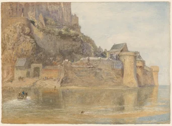 De vestingmuren, Mont St. Michel, Frankrijk