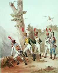 Franse troepen, gegraveerd door Gustave David