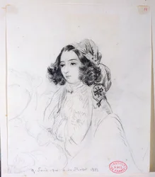 George Sand (1804-76) met hoofddoek, 1833