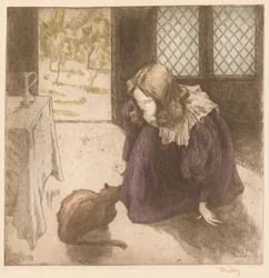 Interieur, Klein Meisje met Kat