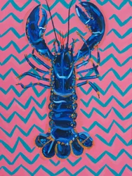Levendig blauwe kreeft met chevronpatroon