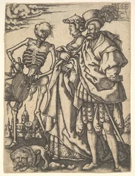 Koppel en de dood met een trommel, uit De dans van de dood