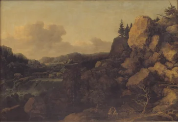 Berglandschap met een Paar Ruiters op de Voorgrond
