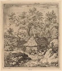 Landschap met Molensteen bij een Vat