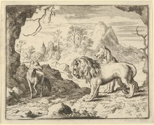Renard Overtuigt de Leeuw en Leeuwin van het Vinden van een Schat die Zijn Vader van Hen Stal..., 1650-75