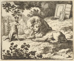 Renard Liegt dat hij de Ram Verschillende Kostbare Objecten Gaf die voor de Leeuw Waren..., 1650-75