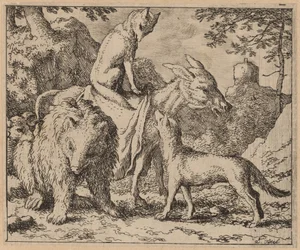 Reinaert zittend bovenop de ezel
