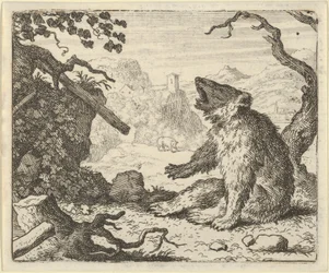 De beer roept Renard op om voor de raad van de dieren te verschijnen