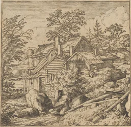 Het gehucht op de berghelling