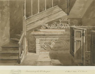 Handsworth - Monument van Sir William Stanford: Sepia Tekening, 6 Apr 1842