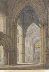 Interieur van de kathedraal van Lichfield - Noord Transept: aquarel