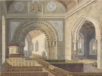 Interieur van Longdon Kerk
