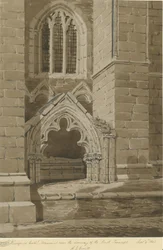 Lichfield Kathedraal - Zuid Transept: rode sepia tekening, 9 sep 1842