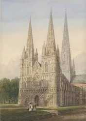 Lichfield Kathedraal - Westfront: aquarel, nd [6 sep 1842]