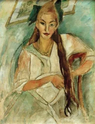 Portret van een meisje met vlecht