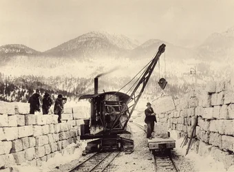 Bouw van Worcheiner Tunnels, begonnen in 1897. foto 1905