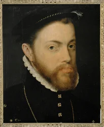 Filips II van Spanje (schilderij op hout)