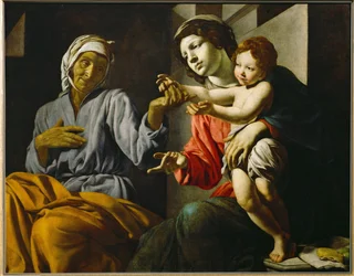 Heilige Maria met kind en Heilige Anna (schilderij op doek)