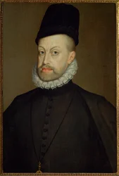 Koning Filips II van Spanje, zoon van keizer Karel V en Isabella van Portugal (schilderij op doek)