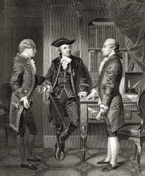Johann Henry Jules Alexandre von Robaii, Baron de Kalb introduceert Lafayette aan Silas Deane, uit Leven en Tijden van Washington, Deel 1, uitgegeven in 1857