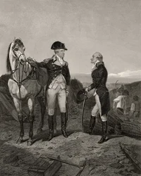 Eerste ontmoeting van George Washington en Alexander Hamilton, uit 