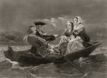 Lady Harriet Ackland op weg naar het kamp van generaal Gates, uit 