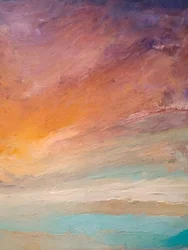 Levendige zonsondergang aan de horizon